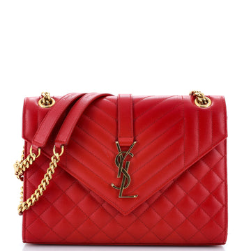 Saint Laurent Classic Monogram Envelope Satchel Mixed Matelasse Leather Medium