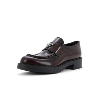 Prada Women's Triangle Logo Loafers Spazzolato Leather