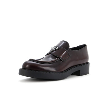 Prada Women's Triangle Logo Loafers Spazzolato Leather