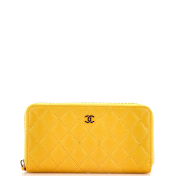 Chanel Zip Around Wallet Quilted Lambskin Long