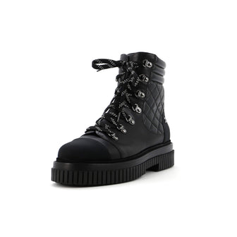 Chanel Women's Cap Toe Combat Boots Quilted Leather