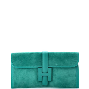 Hermes Jige Elan Clutch Doblis Suede 29