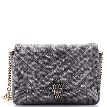 Bvlgari Serpenti Cabochon Shoulder Bag Diagonal Quilted Metallic Karung Small