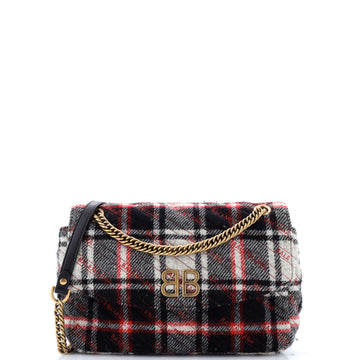 Balenciaga BB Chain Round Shoulder Bag Quilted Wool Medium