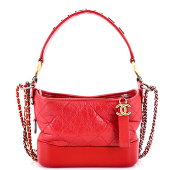 Chanel Gabrielle Hobo with Logo Handle Quilted Aged Calfskin Small