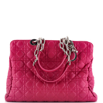 Christian Dior Soft Zipped Shopping Tote Cannage Quilt Lambskin Large