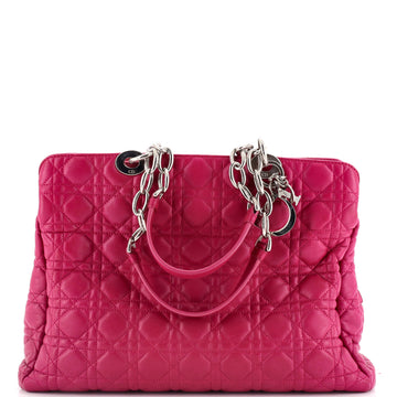 Christian Dior Soft Zipped Shopping Tote Cannage Quilt Lambskin Large