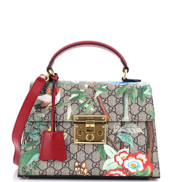 Gucci Padlock Top Handle Bag Tian Print GG Coated Canvas Small