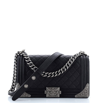 Chanel Paris-Dallas Boy Flap Bag Quilted Calfskin with Metal Adornments Old Medium