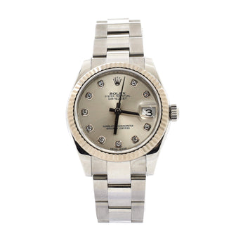 Rolex Oyster Perpetual Datejust Automatic Watch Stainless Steel and White Gold with Diamond Markers 31