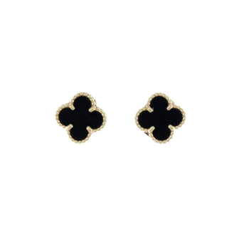 Van Cleef & Arpels Sweet Alhambra Stud Earrings 18K Yellow Gold and Onyx