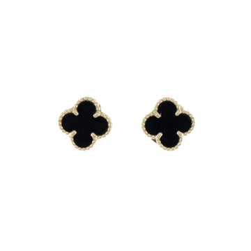 Van Cleef & Arpels Sweet Alhambra Stud Earrings 18K Yellow Gold and Onyx