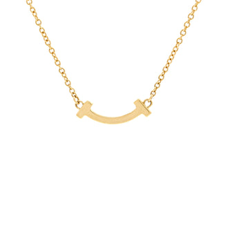 Tiffany & Co. T Smile Pendant Necklace 18K Yellow Gold Mini