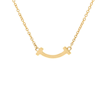 Tiffany & Co. T Smile Pendant Necklace 18K Yellow Gold Mini