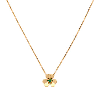 Van Cleef & Arpels Frivole Pendant Necklace 18K Yellow Gold and Emerald Mini