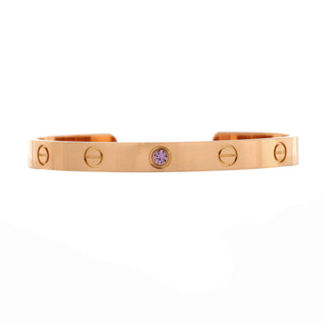 Cartier Love Cuff Bracelet 18K Rose Gold with Pink Sapphire