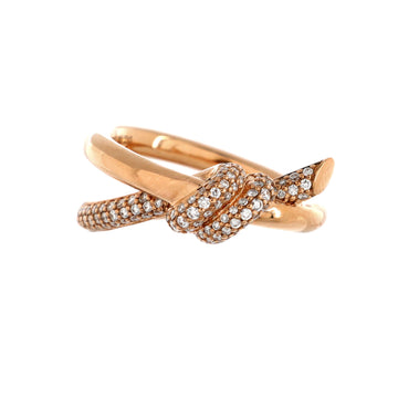 Tiffany & Co. Double Row Knot Ring 18K Rose Gold with Diamonds