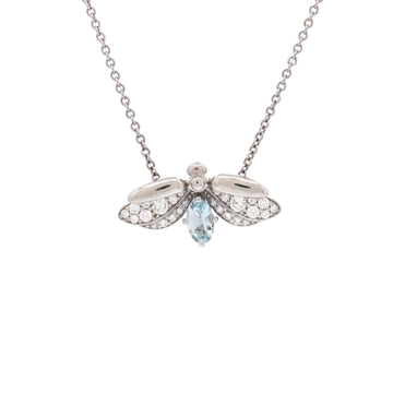 Tiffany & Co. Paper Flowers Firefly Pendant Necklace Platinum with Diamonds and Aquamarine Small