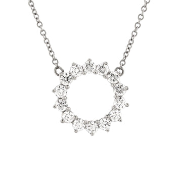 Tiffany & Co. Open Circle Pendant Necklace Platinum with Diamonds Mini