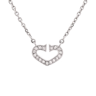 Cartier C Heart de Cartier Pendant Necklace 18K White Gold with Pave Diamonds