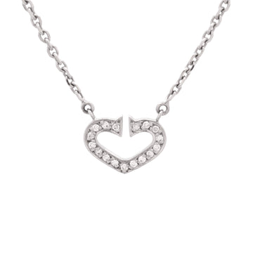 Cartier C Heart de Cartier Pendant Necklace 18K White Gold with Pave Diamonds