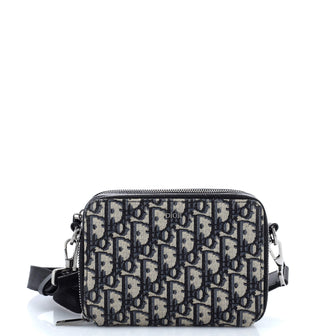 Christian Dior Double Zip Crossbody Pouch Oblique Canvas
