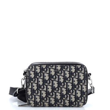 Christian Dior Double Zip Crossbody Pouch Oblique Canvas