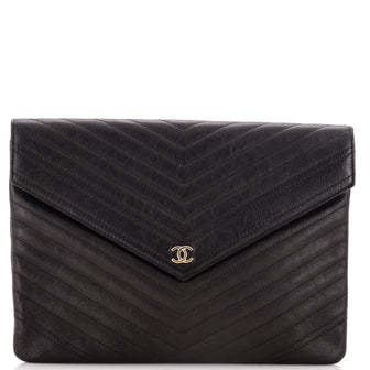 Chanel Statement Pouch Chevron Caviar Large
