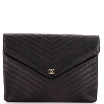 Chanel Statement Pouch Chevron Caviar Large