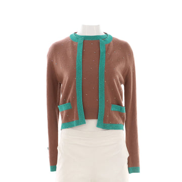 Chanel Women's Vintage Two Pocket Cardigan Sequin Embellished Cashemere