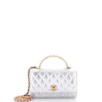 Chanel Pick Me Up Logo Handle Wallet on Chain Quilted Lambskin