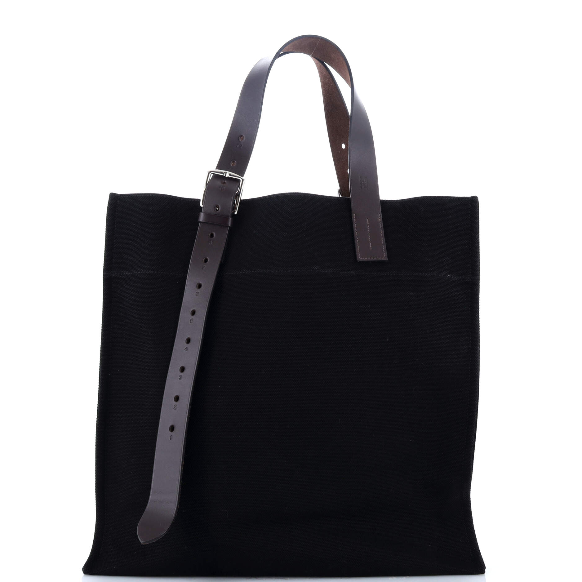 Hermes Etriviere Shopping Tote Toile and Leather Black 32479025