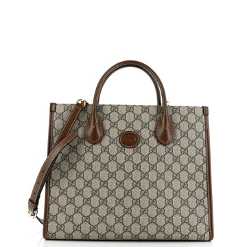 Gucci Structured Top Handle Open Tote GG Coated Canvas Small