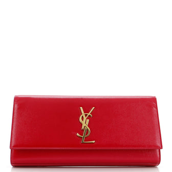 Saint Laurent Classic Monogram Clutch Grainy Patent Long