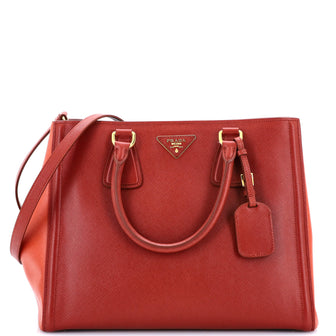 Prada Bicolor Lux Convertible Open Tote Saffiano Leather Medium