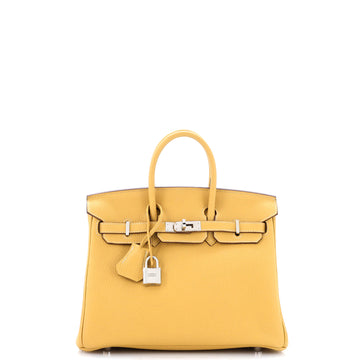 Hermes Birkin Handbag Yellow Togo with Palladium Hardware 25