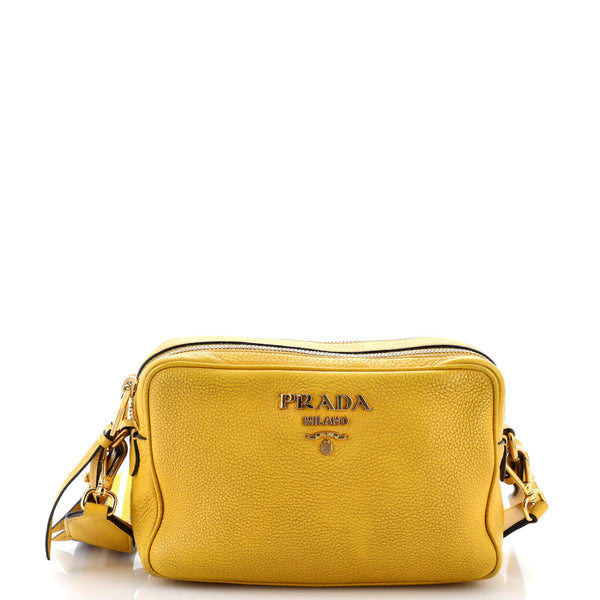Prada Double Zip Camera Bag Vitello Daino Yellow 3248821