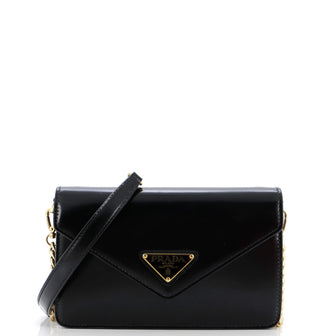 Prada Triangle Logo Envelope Chain Crossbody Bag Leather