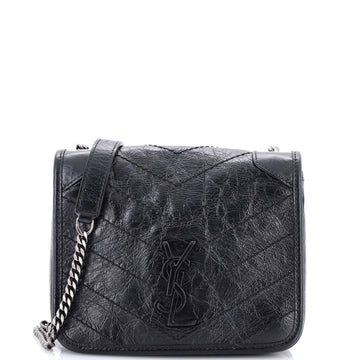 Saint Laurent Niki Chain Wallet Matelasse Chevron Leather