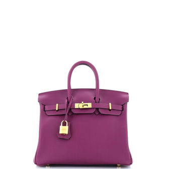 Hermes Birkin Handbag Purple Swift with Gold Hardware 25