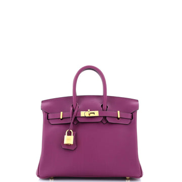 Hermes Birkin Handbag Purple Swift with Gold Hardware 25