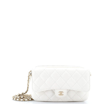 Chanel Classic Flap Phone Holder with Chain Quilted Caviar
