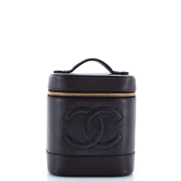 Chanel Vintage Timeless Cosmetic Case Caviar Tall