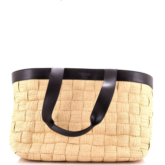 Bottega Veneta Cassette Tote Woven Raffia and Leather Large