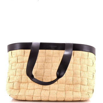 Bottega Veneta Cassette Tote Woven Raffia and Leather Large