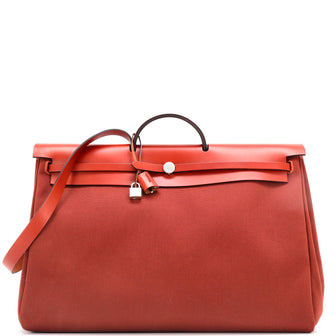 Hermes Herbag Zip Leather and Toile 50