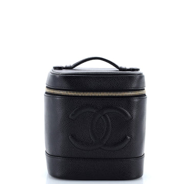 Chanel Vintage Timeless Cosmetic Case Caviar Tall