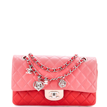 Chanel Tricolor Valentine Crystal Hearts Flap Bag Quilted Lambskin Medium