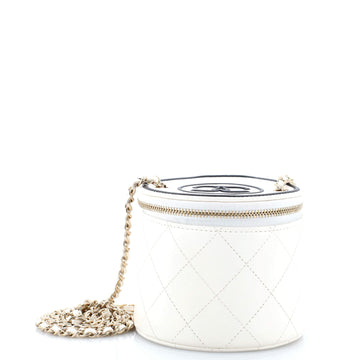 Chanel CC Round Vanity Case with Chain Quilted Lambskin Mini