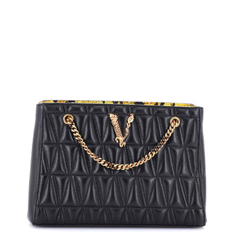 Versace Virtus Chain Tote Quilted Leather Small